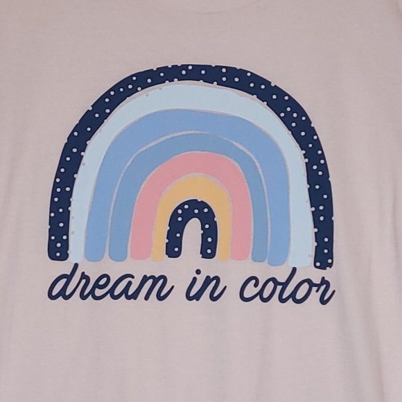 Stunner California Womens T-Shirt Rainbow Dream‎ In Color Pink Cap Sleeve L New - Picture 8 of 8